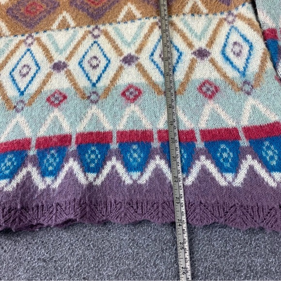 Vintage Sundance Fair Isle Argyle Pattern Fuzzy Mohair Knit Light Sweater Sz M - Picture 8 of 14